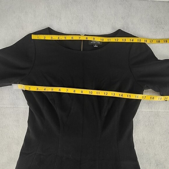 Tahari Arthur S. Levine Black Pencil Zip Short Sleeve Round Neck Dress Size 4 - Picture 7 of 10
